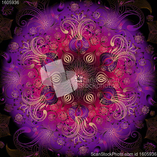 Image of Colorful floral round frame