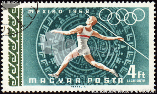Image of Javelin throwin on post stamp