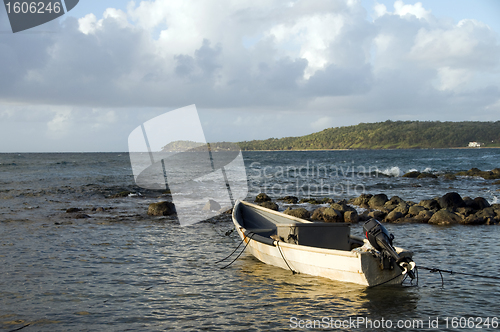 Image of panga fishing boat Caribbean Sea Big Corn Island Nicaragua