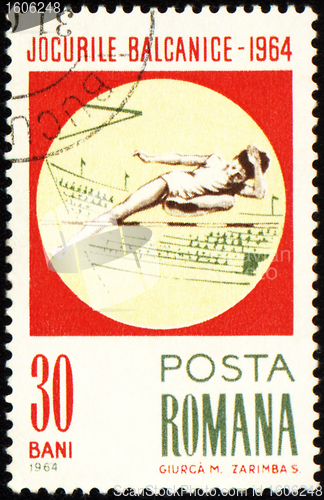 Image of High jump on post stamp