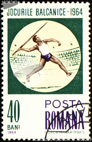 Image of Javelin throwing on post stamp