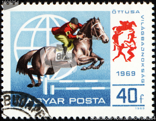 Image of Jumping show on post stamp