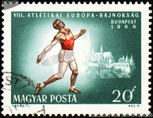 Image of Running sportsman on post stamp