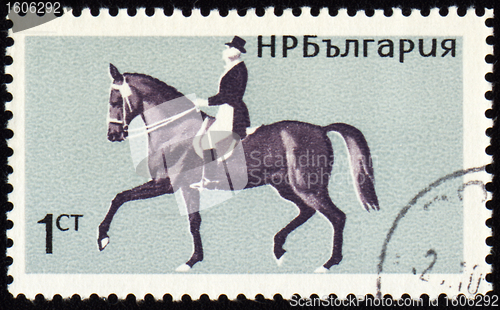 Image of Horse with rider on post stamp