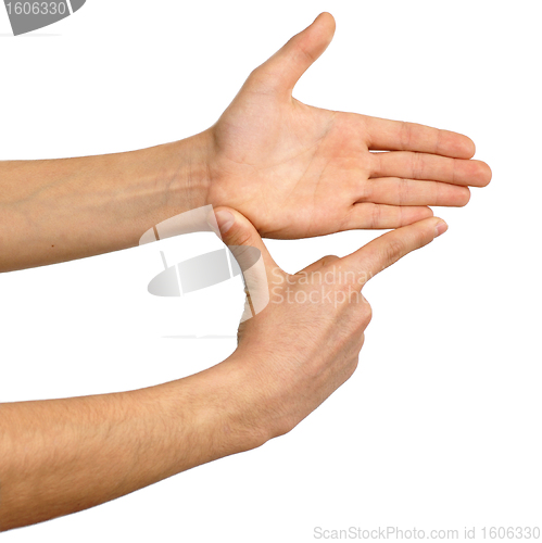 Image of Showing measures, hand sign
