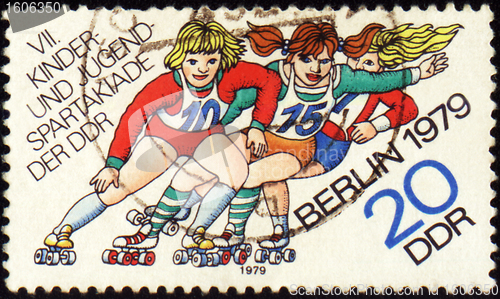 Image of Roller skating on post stamp