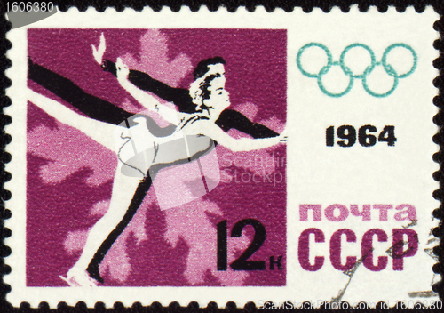 Image of Figure skaters on post stamp