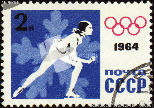 Image of Running skater on post stamp