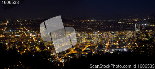 Image of Portland Oregon Downtown Cityscape at Night