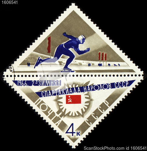 Image of Running skater on post stamp