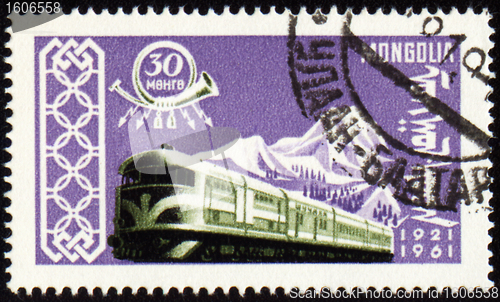 Image of Train on post stamp