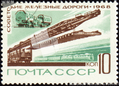Image of Rail road construction on post stamp