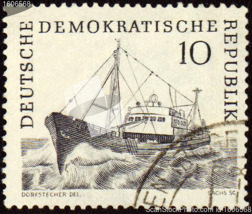 Image of Ship at sea on post stamp