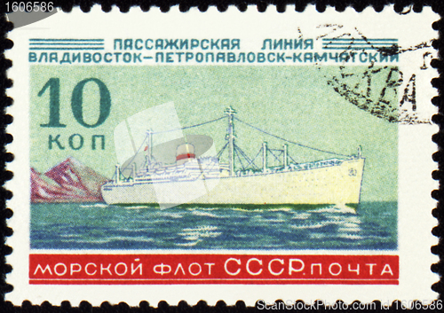 Image of Old passenger ship on post stamp