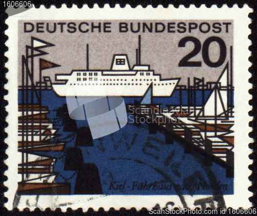 Image of Harbor on German post stamp