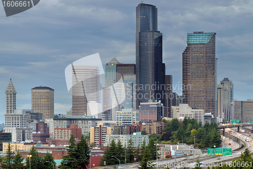 Image of Seattle City Skyline at Rush Hour