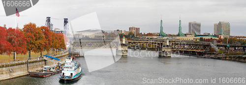 Image of Fall Colors Along Willamette River in Portland Oregon