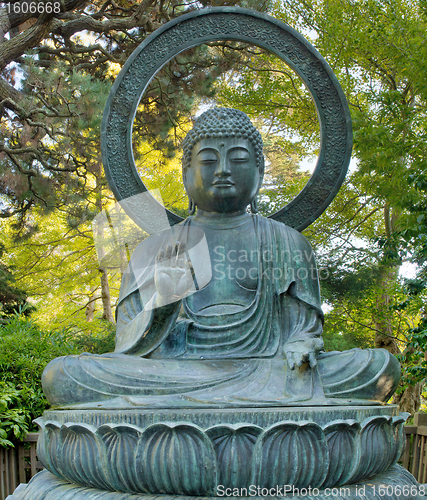 Image of Sitting Bronze Buddha at San Francisco Japanese Garden