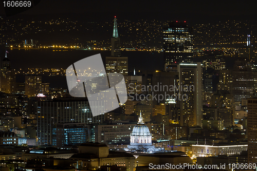 Image of San Francisco Cityscape with City Hall at Night
