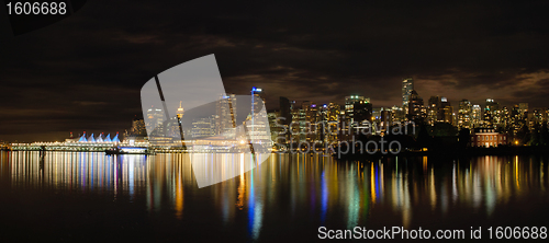 Image of Vancouver BC Downtown Skyline at Night