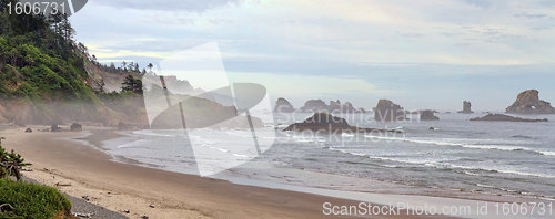 Image of Indian Beach at Ecola State Park Oregon Panorama