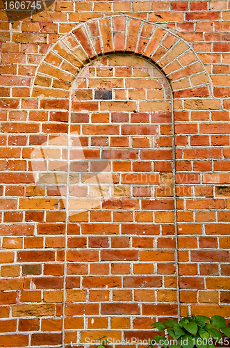 Image of Background ancient red brick wall arch imitation 