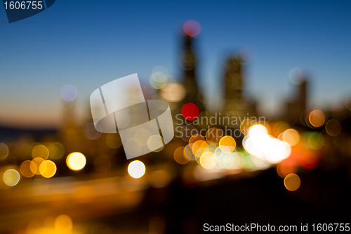 Image of Seattle Downtown Skyline Out of Focus