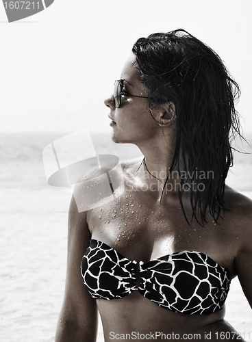 Image of Beautiful woman on the beach