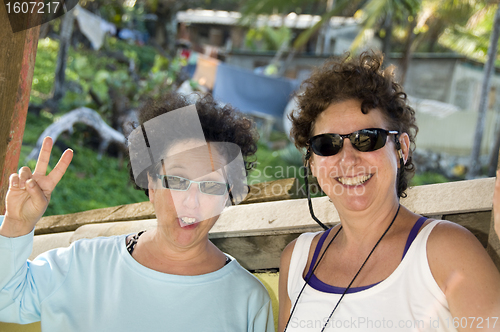 Image of middle age female tourists Corn Island Nicaragua