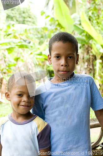 Image of two children smiling portrait Corn Island Nicaragua
