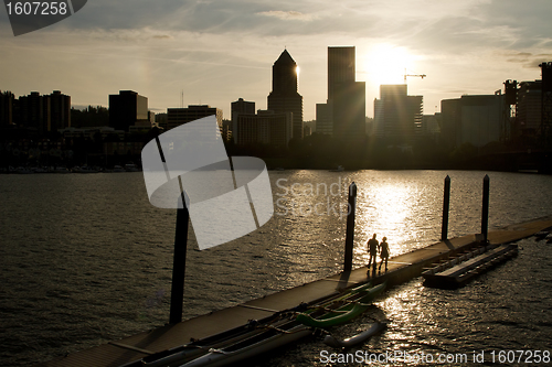 Image of Strolling into Sunset on Willamette River Boat Ramp