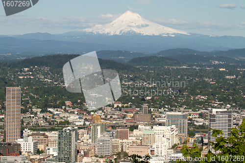 Image of Portland Oregon Cityscape with Mount Hood