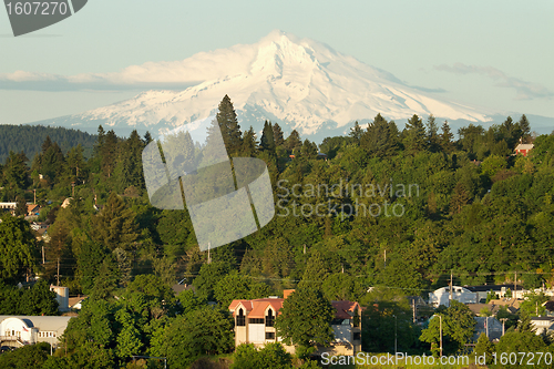 Image of Mount Hood and Oregon City