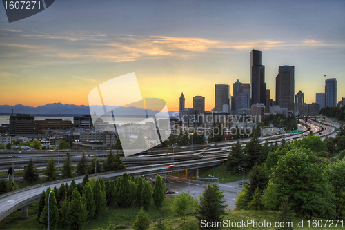 Image of Seattle Skyline at Sunset