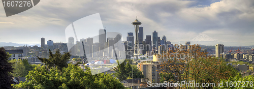 Image of Downtown Seattle Skyline with Mount Rainier