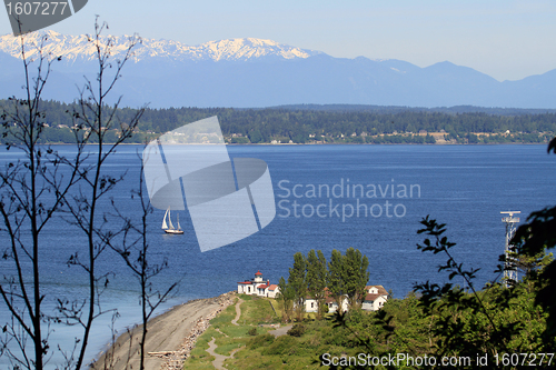 Image of West Point Lighthouse Discovery Park Aerial