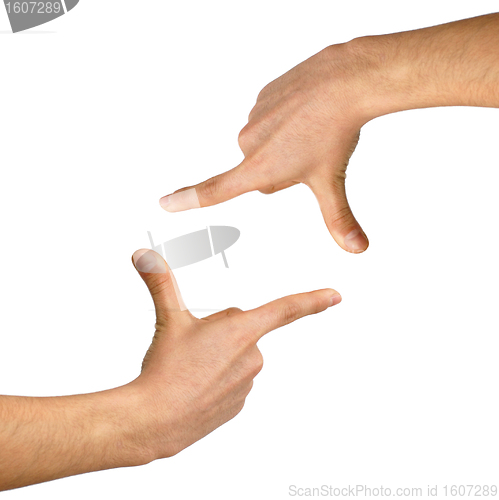 Image of Hand framing white background