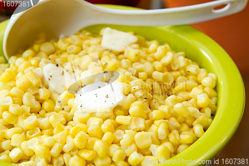 Image of Sweet Corn with Melted Butter and Cracked Pepper