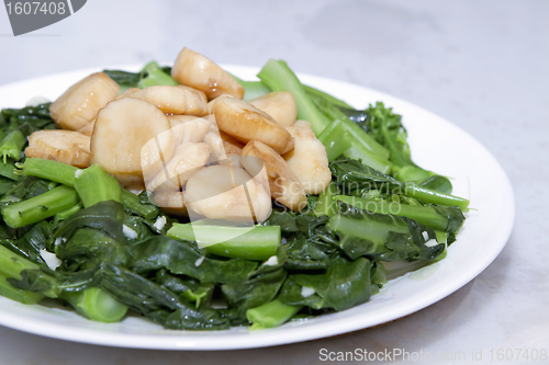 Image of Stir Fry Scallops and Chinese Broccoli Vegetable