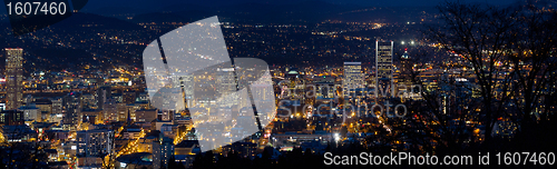 Image of Portland Oregon Downtown Cityscape at Dusk