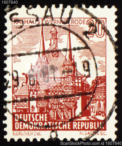 Image of Town Hall of Wernigerode on post stamp