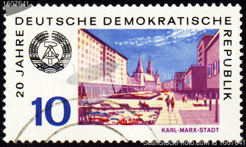 Image of German city Karl-Marx-Stadt on post stamp