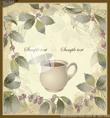 Image of Vector elegant coffee themed background illustration . Illustration of a coffee tree.Menu.