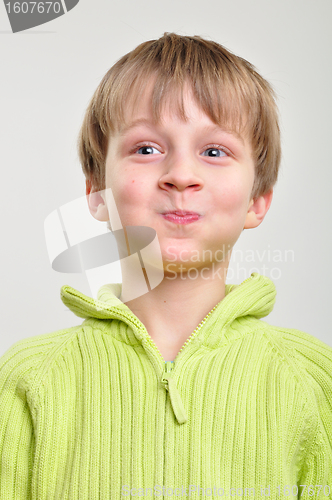 Image of elementary boy making funny faces