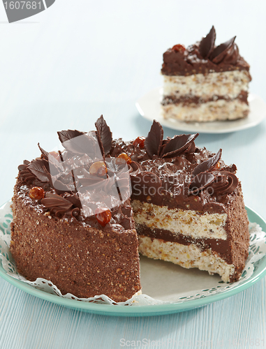 Image of chocolate and hazelnuts cake