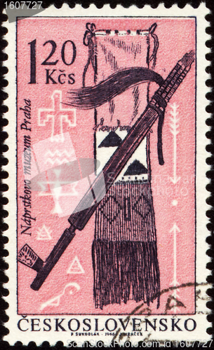 Image of American indian craftsmanship on post stamp