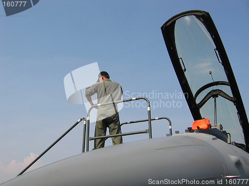 Image of Aircraft - Pilot getting ready at front of cockpit