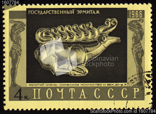 Image of Image of golden deer on post stamp