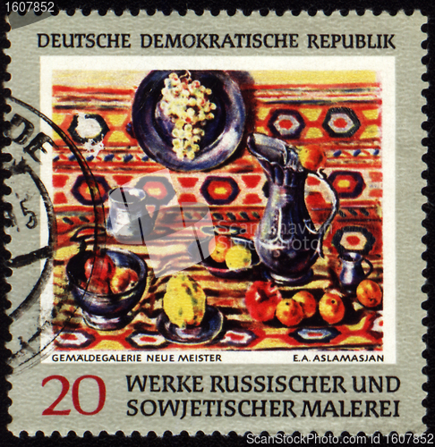 Image of Picture of a Soviet artist Aslamasyan on post stamp