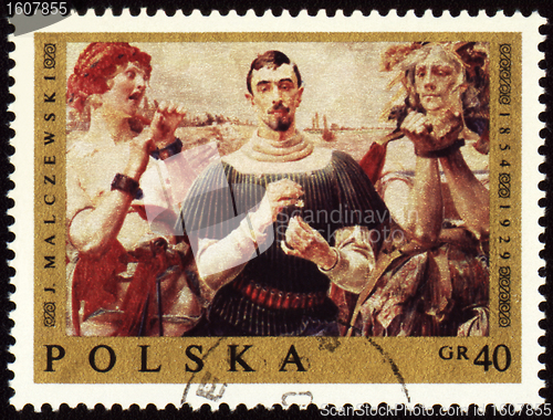 Image of Canvas of Polish artist Jacek Malczewski (1854-1929) on post stamp